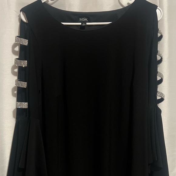 MSK Elegant Black Dress with Sparkling Sleeve Details - Picture 8 of 11